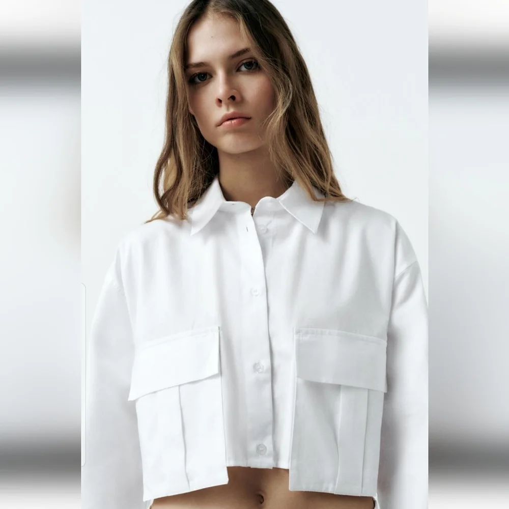 Zara Cropped Garbadine Shirt - Picture 5 of 7